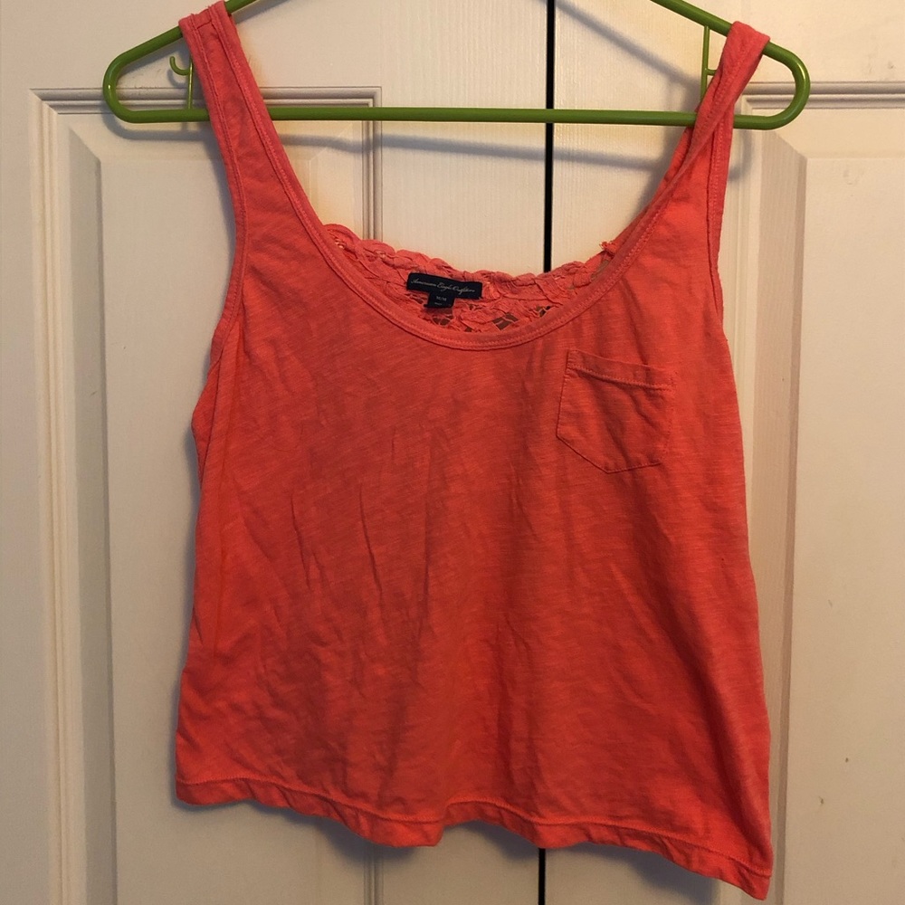 American Eagle Cropped Lace Back Tank Top